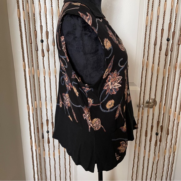 Vintage Kendall Creek Connections Black Floral Sleeveless Collared Blouse XL - Picture 9 of 10